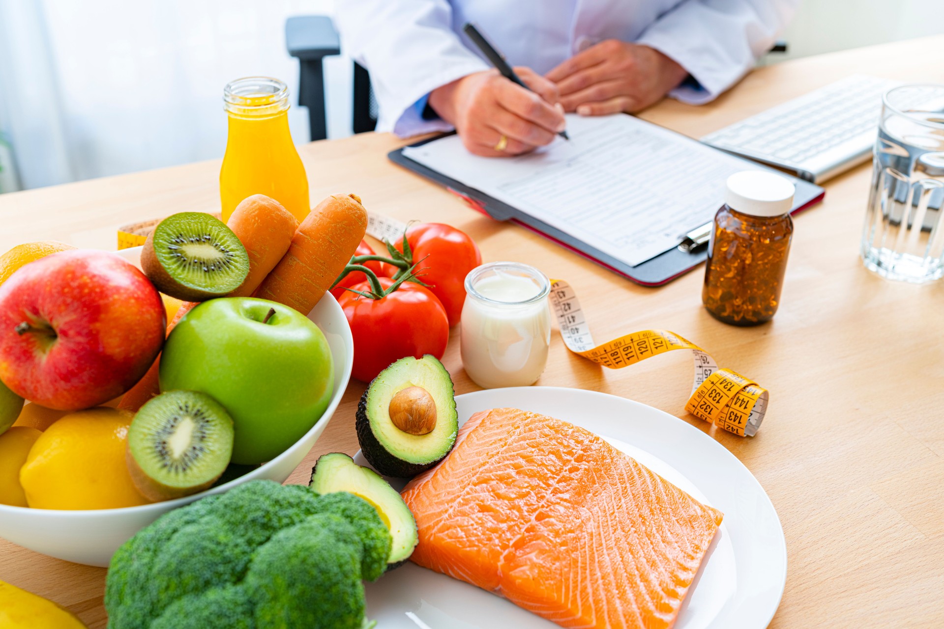 Nutritionist at work planning well balanced diet